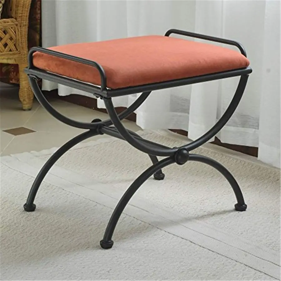 Caravan Iron Vanity Stool with Microsuede Cushion, Terra Cotta