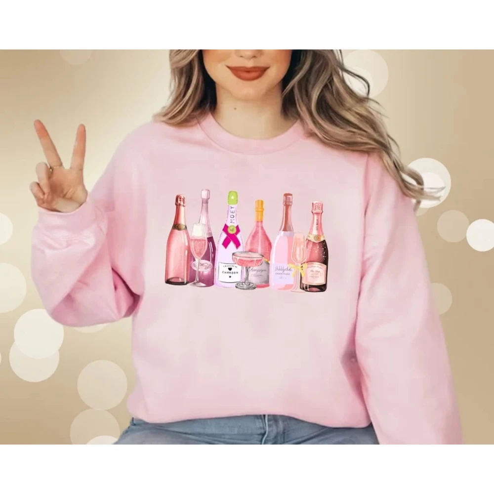 Pink Champagne Bottles Sweatshirt Coquette Champagne Lovers Shirt Champagne Problems Pullover Pop fizz Clink Prosecco Sweater