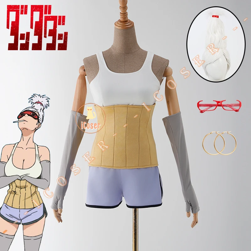 Anime Dandadan Seiko Ayase Cosplay Costume Wig Camisole Shorts Earrings Glasses Stocking Santa Dodoria Halloween Party for Women