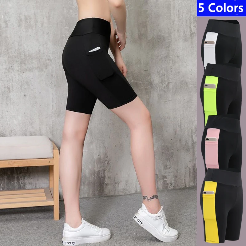 Pantalones cortos de Yoga para mujer, pantalones deportivos para correr, cinco pantalones, gimnasio, ciclismo, trote, Base de entrenamiento, pantalones deportivos de talla grande de estiramiento alto, 2022