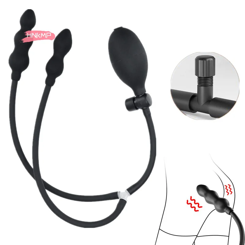 Tapón Anal Inflable de Silicona, Tapón Anal de Doble Bola, Dilatador Anal Expandible, Consolador para Mujeres y Hombres, Juguete Sexual para Adultos