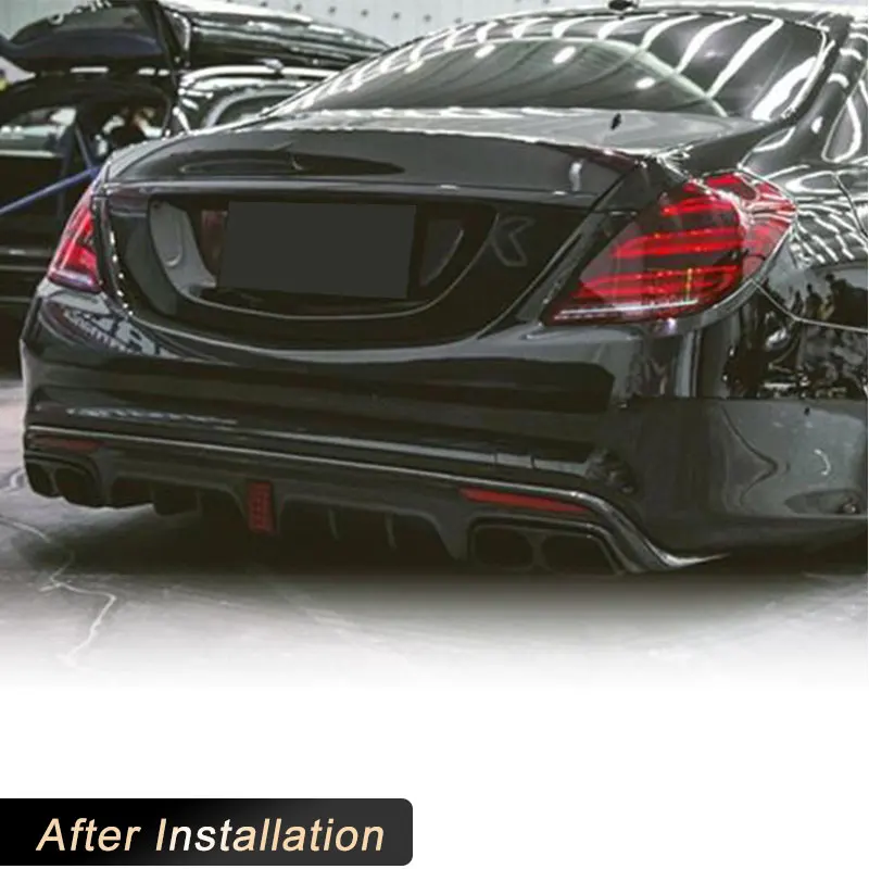 Car Rear Bumper Lip Diffuser For Mercedes Benz S Class W222 S63 S65 AMG 2014-2017 Rear Bumper Diffuser Lip Carbon Fiber / FRP