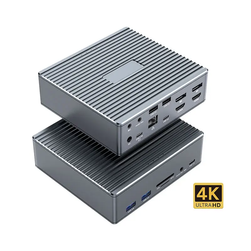 

100W USB 4.0 Charge PD HDMI 4K USB a 3.0 Type C 3.2 10Gbps TF SD RJ45 1000M DC 18 in 1 Hub Thunderbolt Docking Station