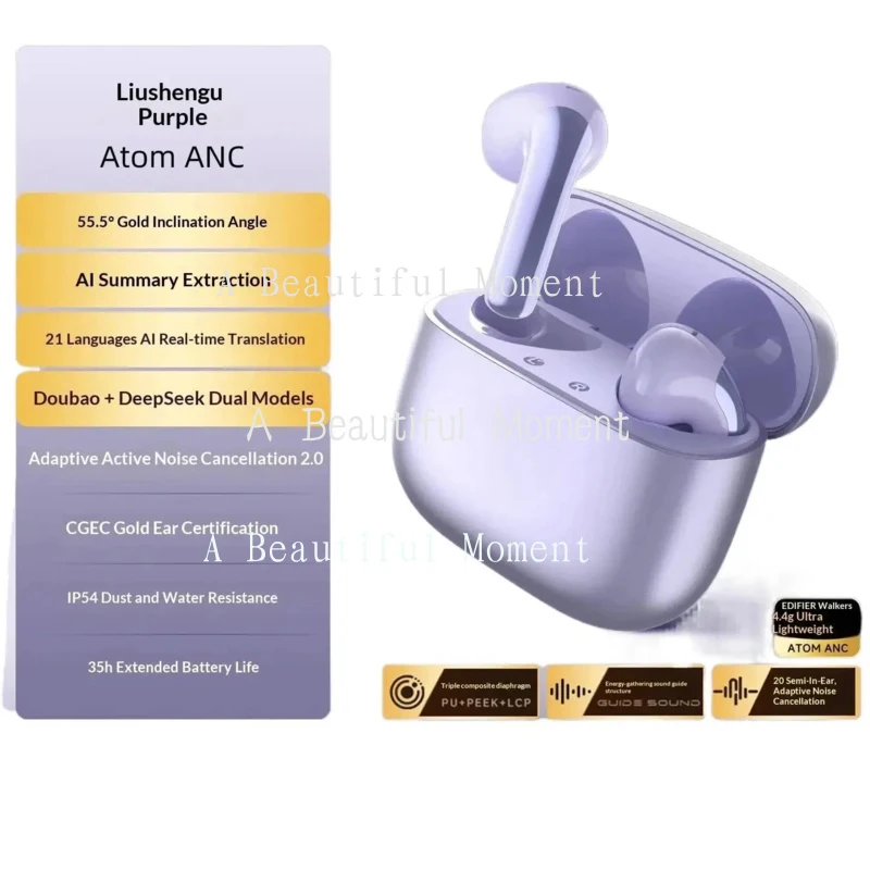 New For  Edifier Atom ANC Bluetooth Earphones 2 with 2 Mic ENC Noise Cancellation, Bluetooth 6.1 Wireless Sports Headphones view 3