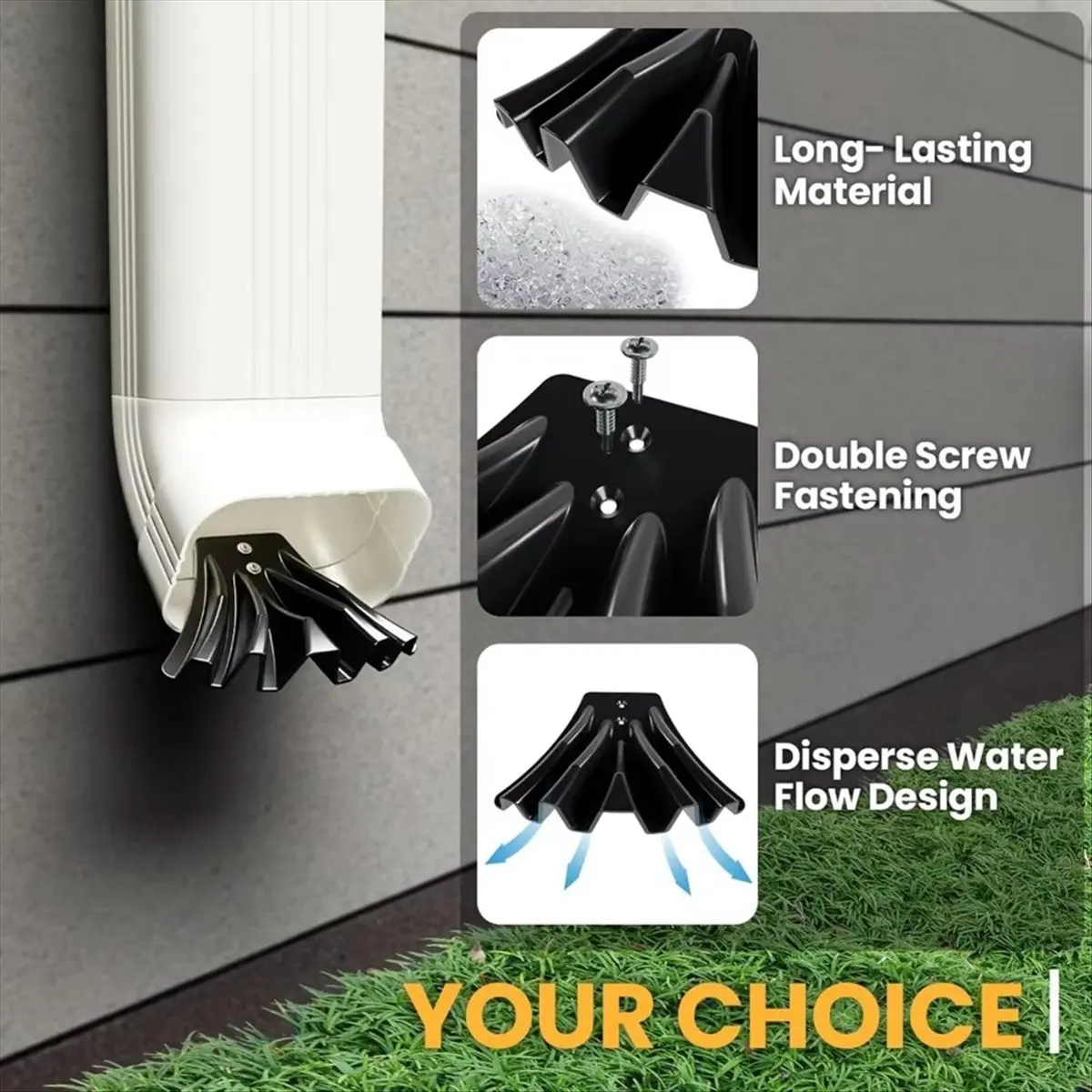 Budget-Friendly-Gutter Downspout Diverters Rust Proof Gutter Downspout Extend Rainwater Dispersal Tool for House Lawn Farmhouse