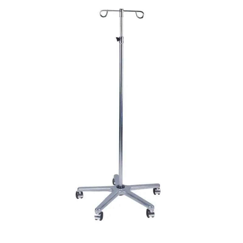 

Medical Modern Design Hospital IV Pole Drip Stand with 5 Legs and 2 Hooks Die-Cast Base Metal Stand with Wheels