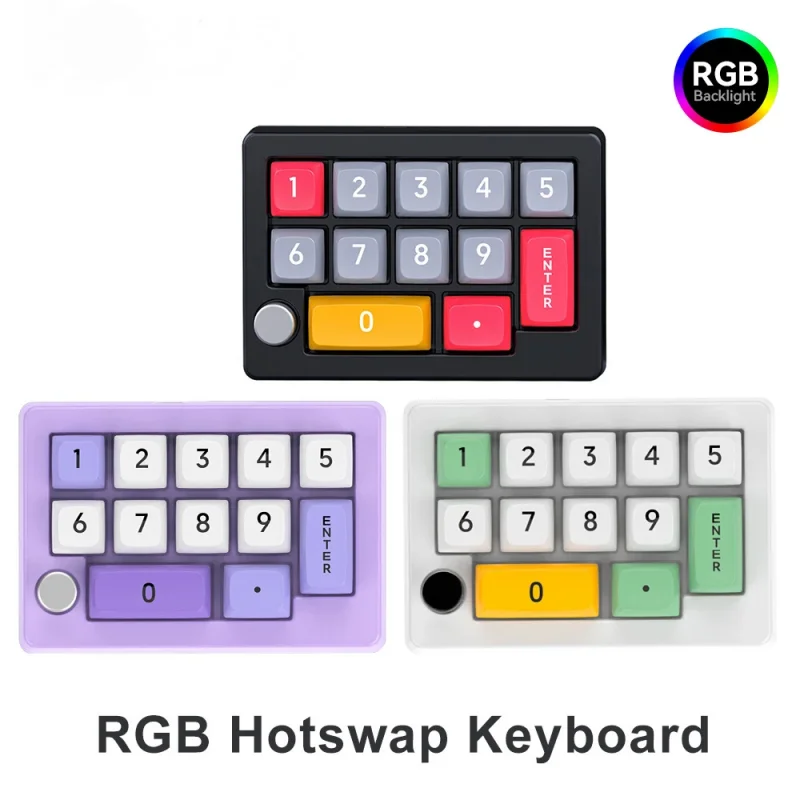 

13 Key Mini Keyboard Red Switch Hot Swappable Custom Programming Keys 7 Color Rgb Light Gaming Mini Keyboard