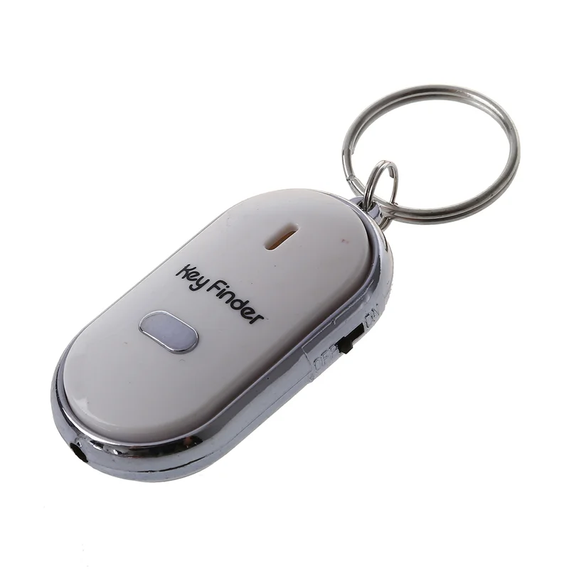 B04B-12Pcs Whistle Lost Key Finder Flashing Beeping Locator Remote Keychain LED Ring