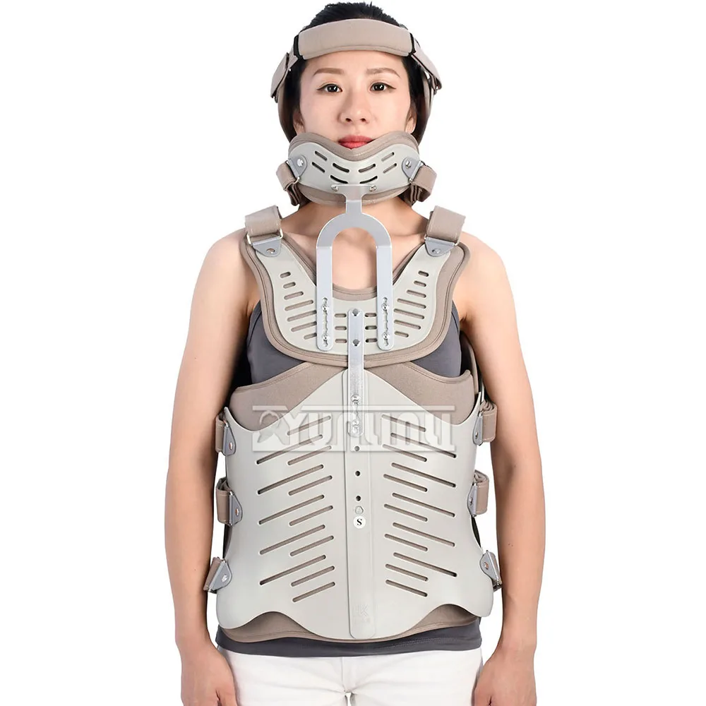 Cervical, thoracic and lumbar spine adjustable fixed brace head and neck lumbar