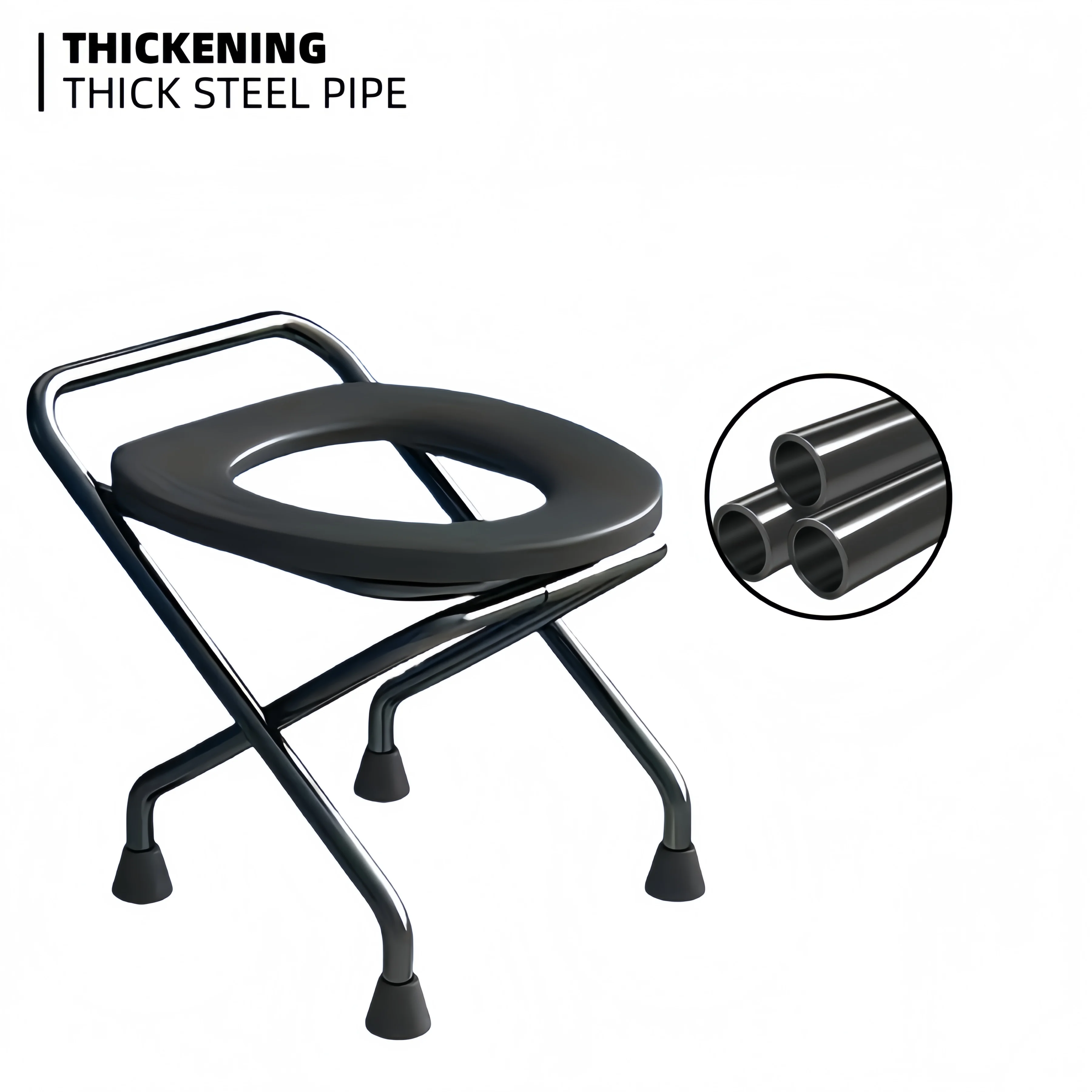 1 مرحاض قابل للطي على شكل حرف O، خالي من الصدأ، يحمل 250 رطلاً، سهل التنظيف، مناسب للنساء المسنات والحوامل، يمكن استخدامه كقعد حمام