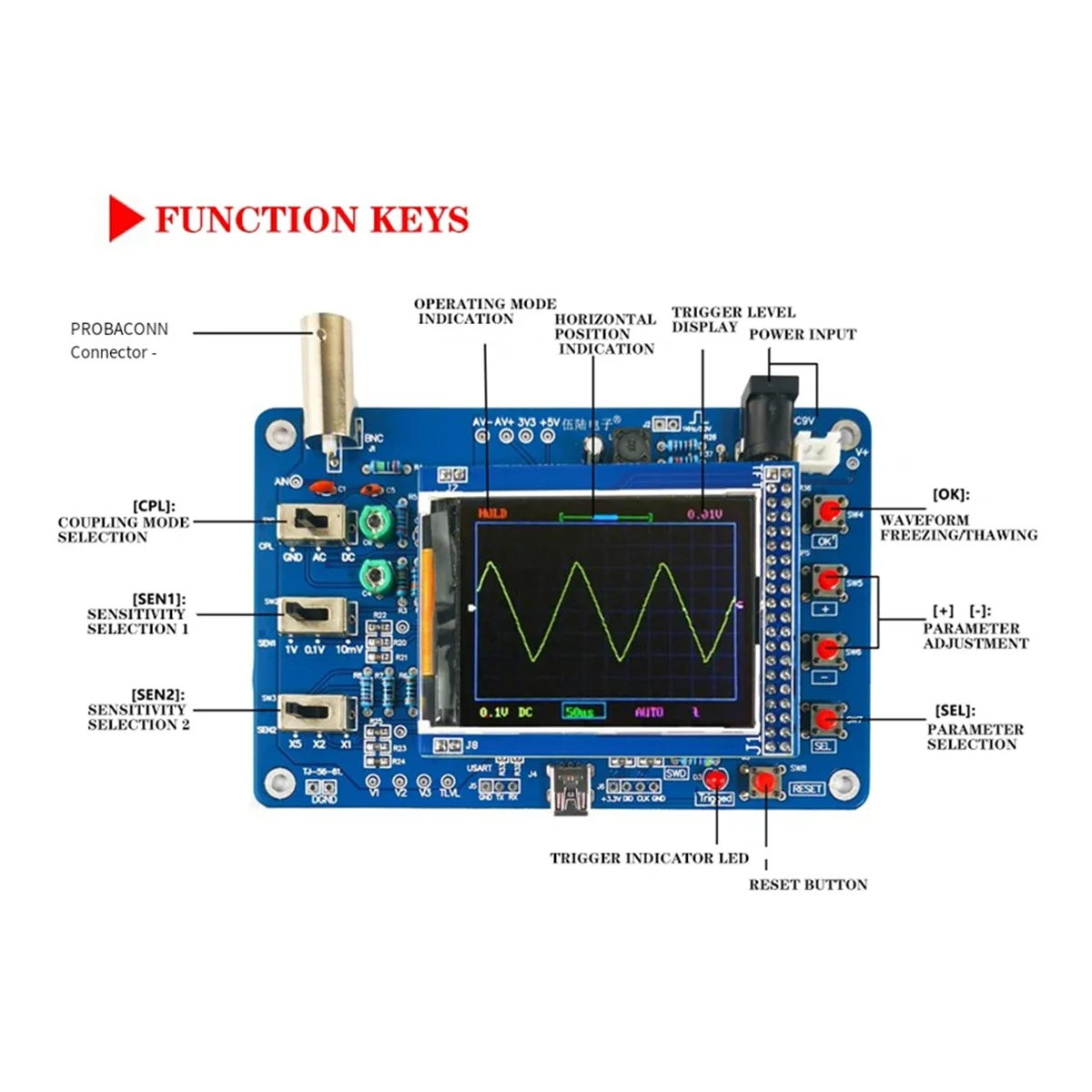 SLQZT Osciloscopio Digital DIY Kit Electrónico Microcontrolador Placa de Circuito Montaje Piezas de Soldadura