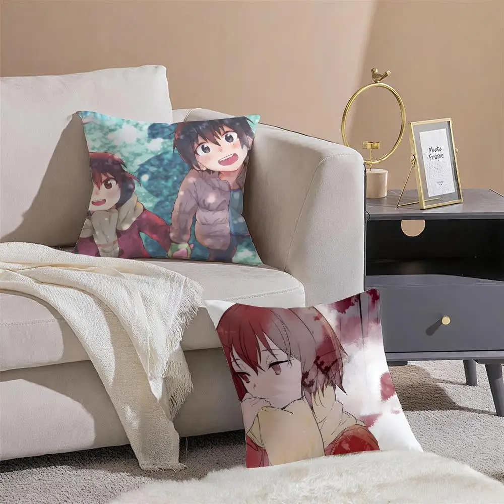 Suspenseful Anime Erased Cushion Cover Throw Pillow Cover Hidden Button Durable Polyester Chair Cushion