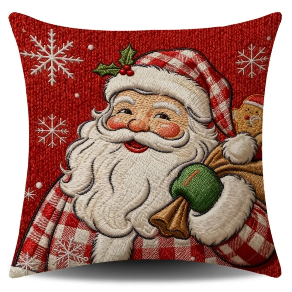 Square Christmas Pillow Cover Print Surface Soft Fabric Sofa Pillow Case Zipper Build Multi Pattern Holiday Throw Cushion