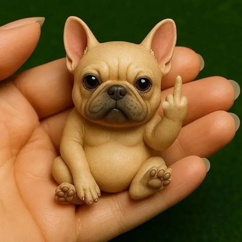 Neuartige Mini-Mittelfinger-Frosch-Statue, Lustige Tierskulptur, Kreatives Desktop-Dekorationsobjekt, Heimkunstmodell