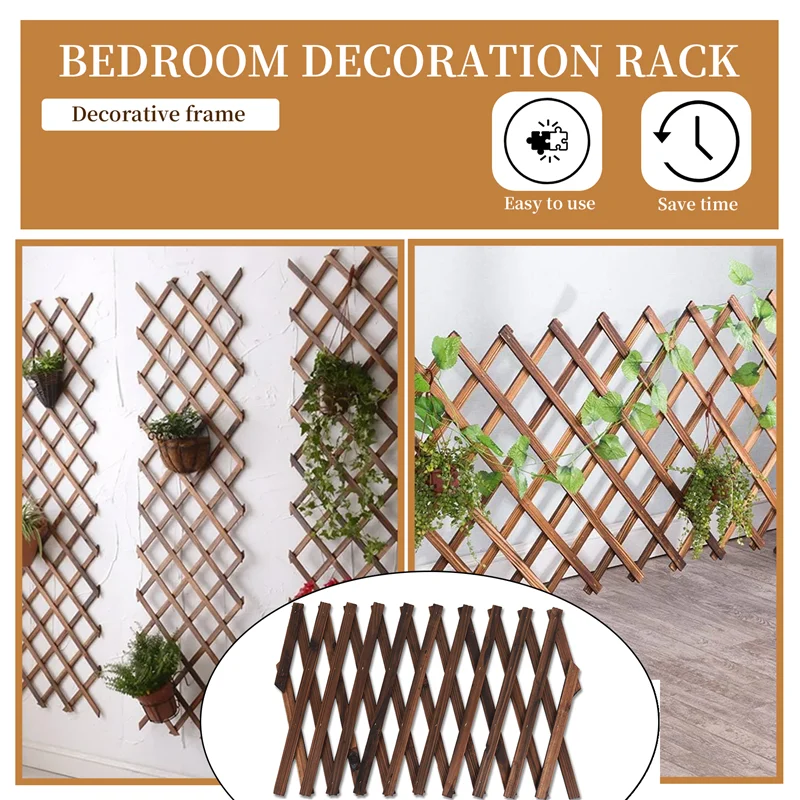 

F-F Expanding Wooden Garden Wood Pull Mesh Wall Fence Grille For Home Garden Sub Garden Decoration Climbing Frame