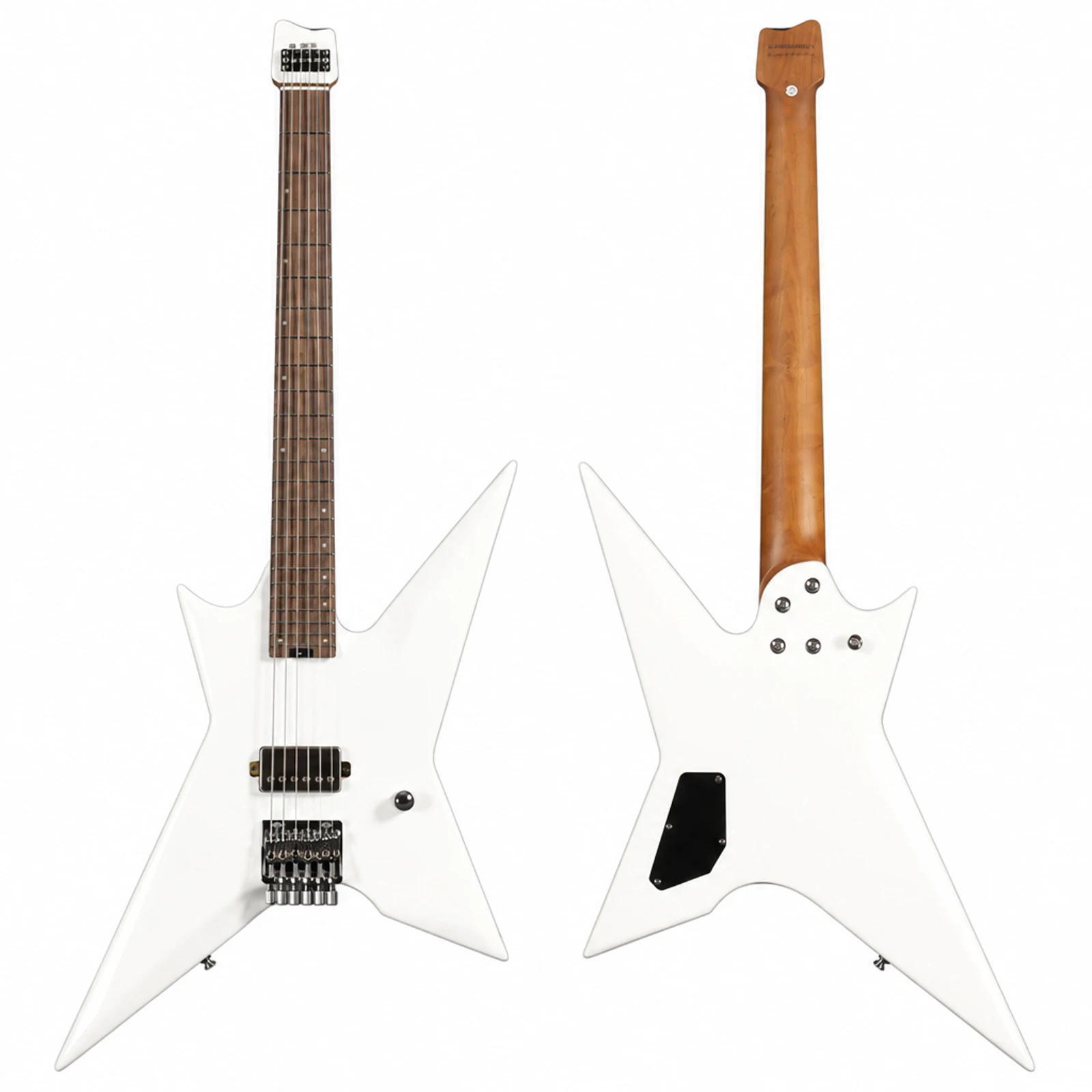 6 String Headless Electric Guitar 24 Fret Single Humbucker Okoume Body Roasted Maple Neck Fixed Bridge