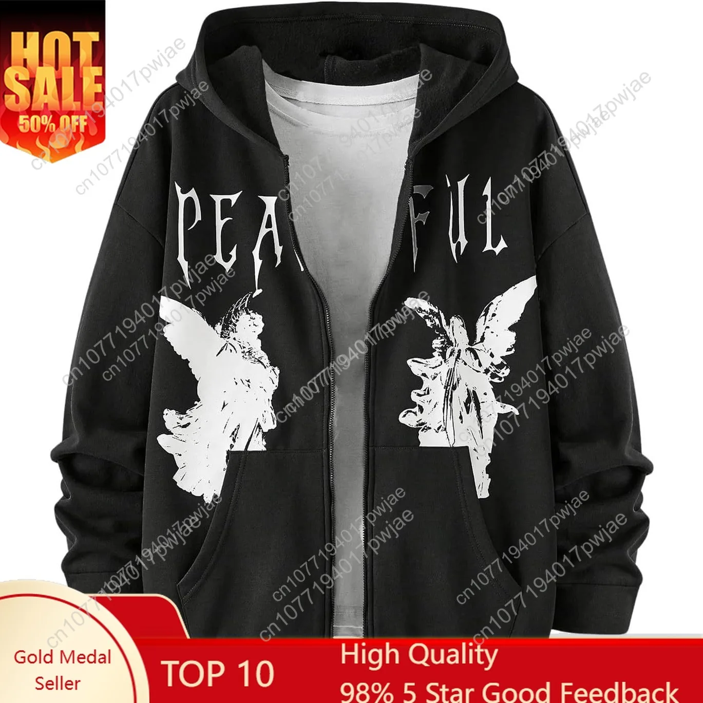 

SOLY HUX Men's Graphic Zip Up Hoodies Streetwear Jacket Letter Print Long Sleeve Sweatshirt with Pocket