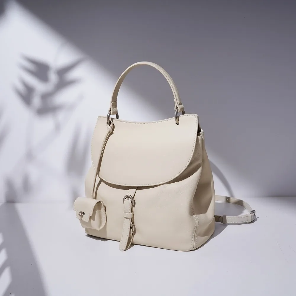 New Multi-functional Backpack Leather Large-capacity British Simple Messenger BagStyle Unique Texture Stylish Simple Versatile