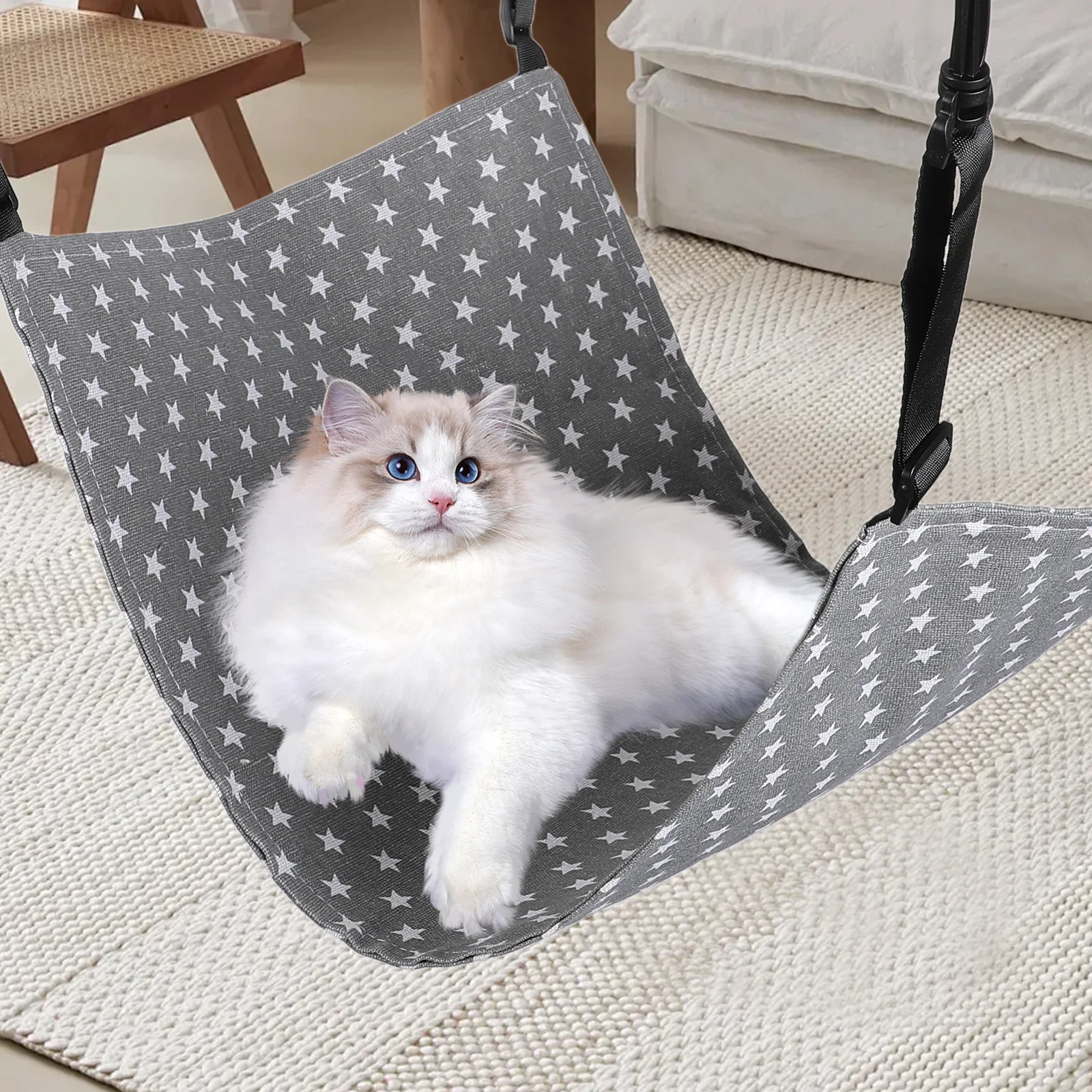 

2Pcs Cat Hammock Adjustable Hanging Bed Indoor Cat Swing Pet Cage Hammock Reversible Hanging Bed for Cats Kitten Comfortable