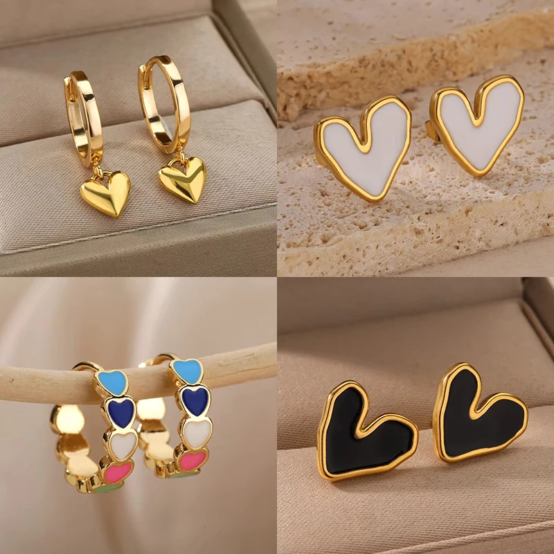 Minimalist ische Herzform Ohr stecker für Frauen Edelstahl ästhetischen Ohrring Hochzeit Weihnachten Modeschmuck Accessoires