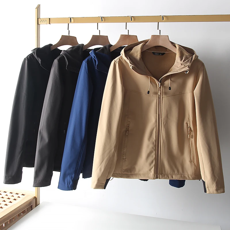 

Мужская уличная куртка с капюшоном на флисовой подкладке, мягкая, повседневная, водонепроницаемая, ветрозащитная, осенне-зимняя, модная, городская, из полиэстера