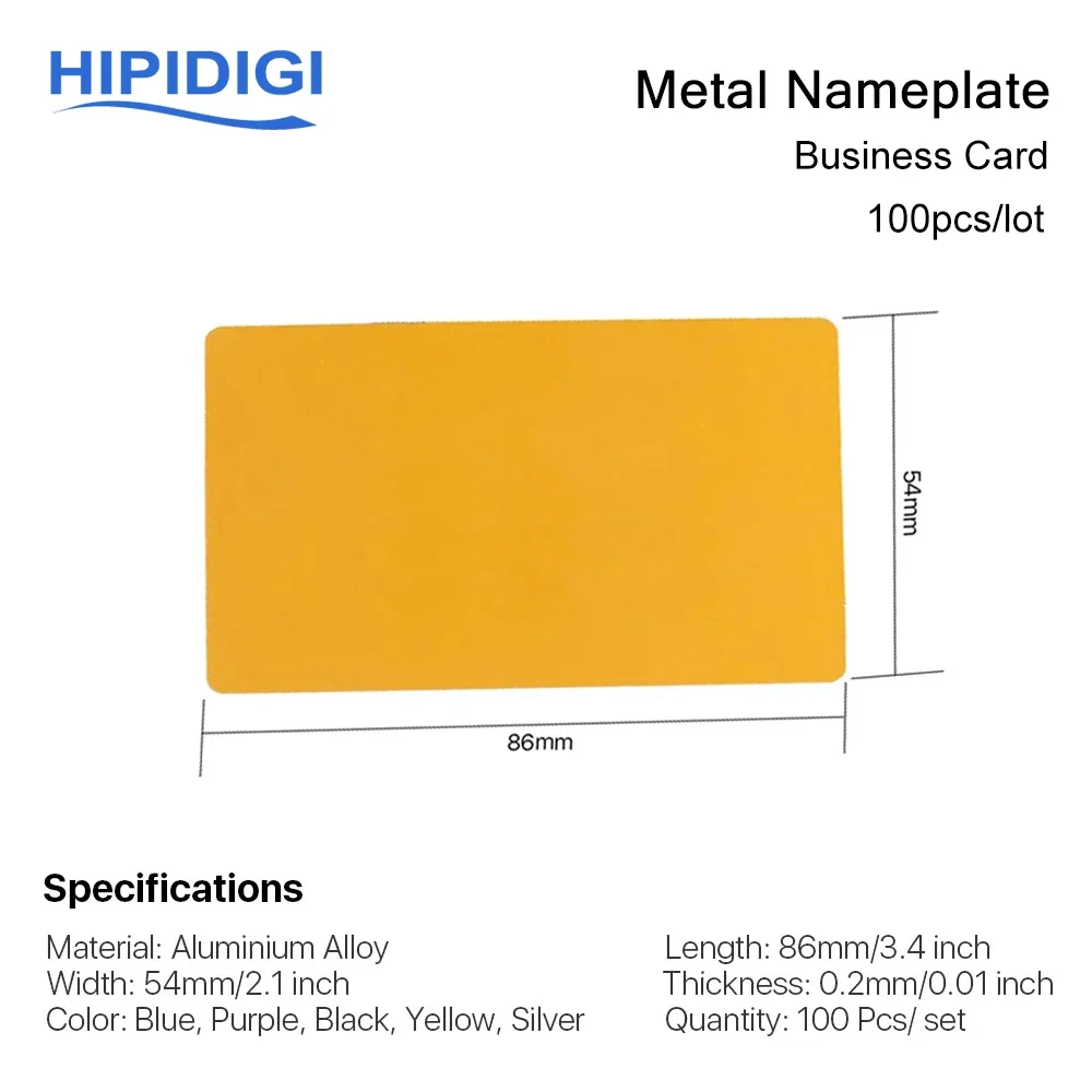 100PCS Metal Nameplate Business Aluminium Alloy Material Blank Test Cards Multicolor 5 Color for Laser Marking Engraved Machine