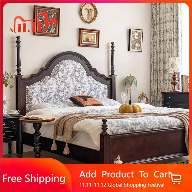 

Деревянная массажная кровать для девочек, изголовья спальни, современная односпальная простая кровать в стиле лофт, простая кровать принцессы на платформе Letto Matrimoniale, уникальная мебель