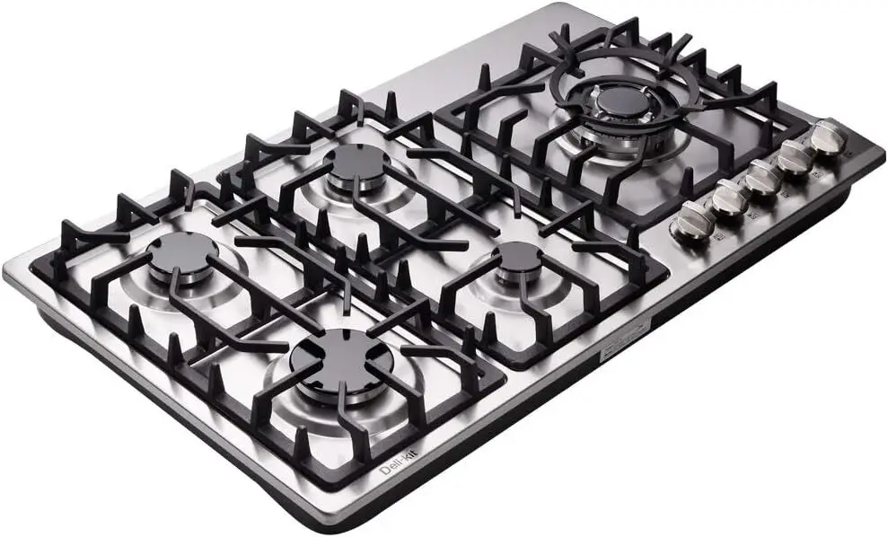 34 Inch Gas Cooktop Dual Fuel Sealed 5 Burners Stainless Steel Drop-In Gas Hob  - Gas Cooker