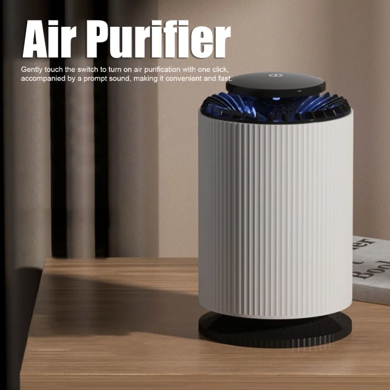 Home Air Purifier Desktop Air Cleaner Small Table Lamp With Filter For Bedroom Office Elegant White