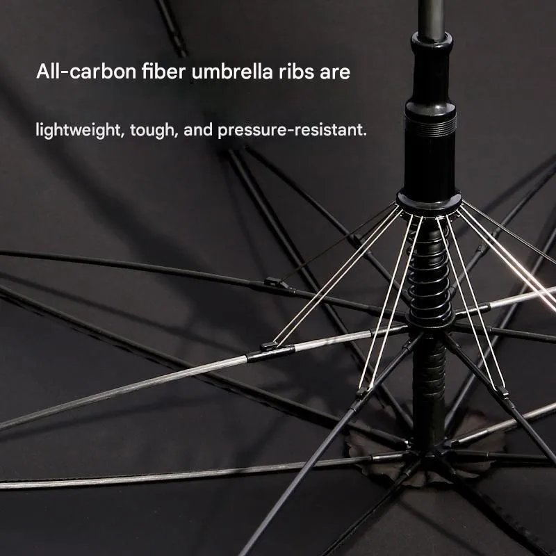 Luxurious Ultra-light Carbon Fiber Frame Straight Handle Umbrella 400T High-density Fabric Rainproof Sunproof Business Umbrella