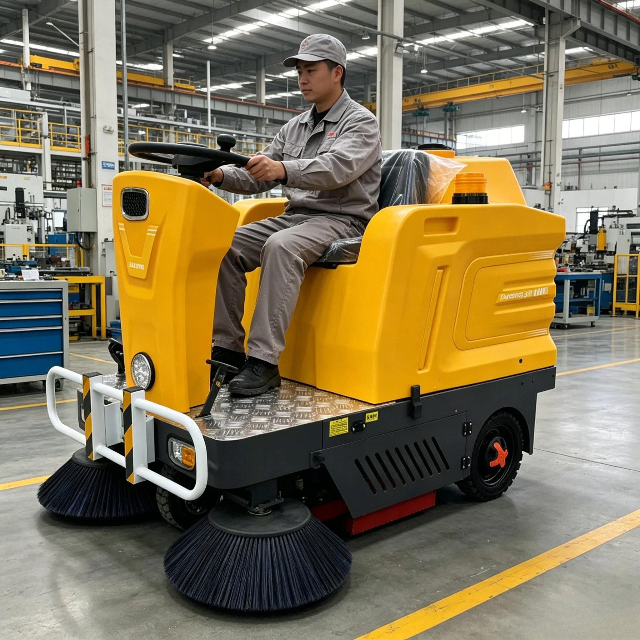 Battery Power Rechargeable Drive Park Road Cleaning Machine Vacuum Street Washing Equipment Compact Wet Industrial Floor Sweeper