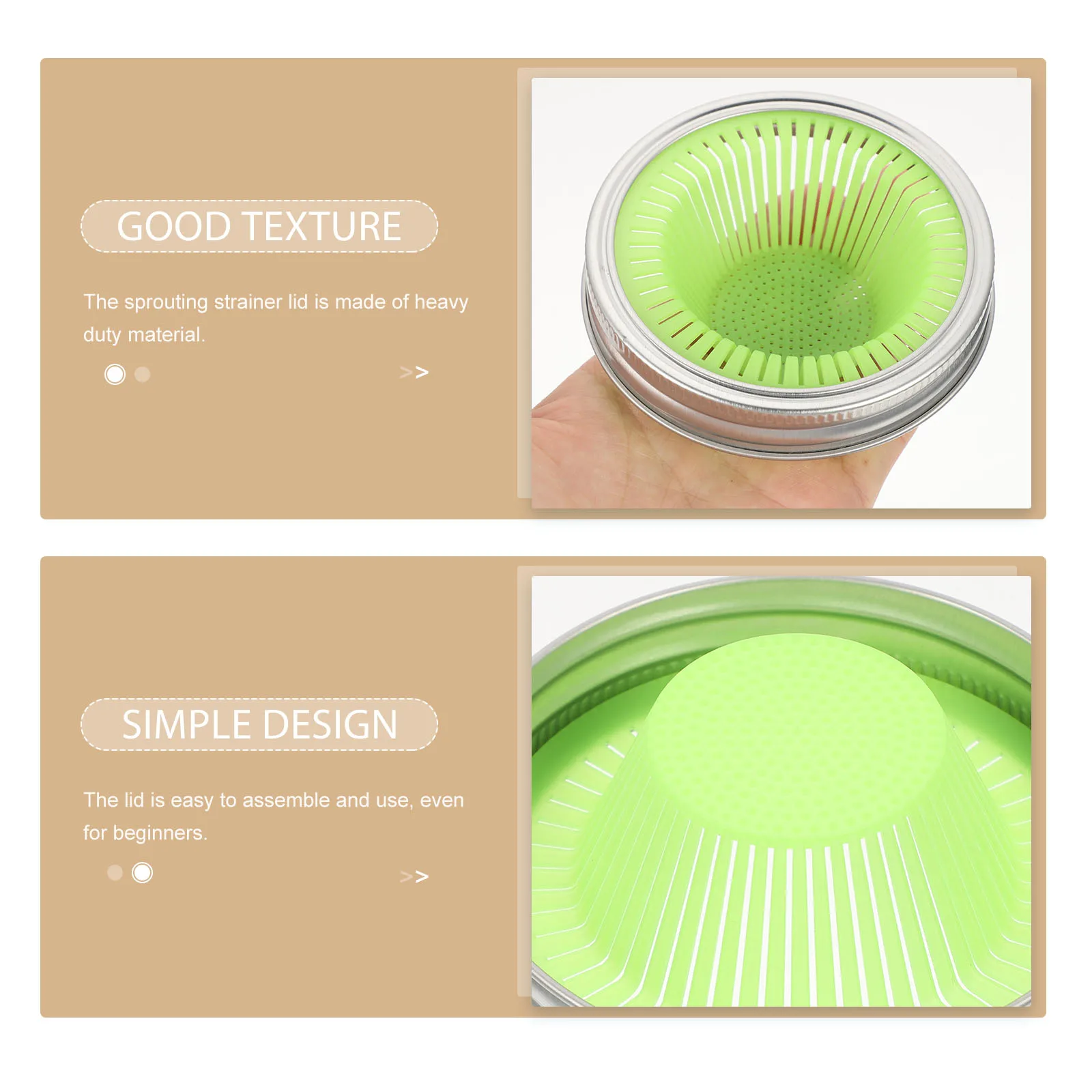 

2 Pcs Sieve Mason Jar Lids Canning Strainer Dispenser Sprouting with Filter Holes Baby