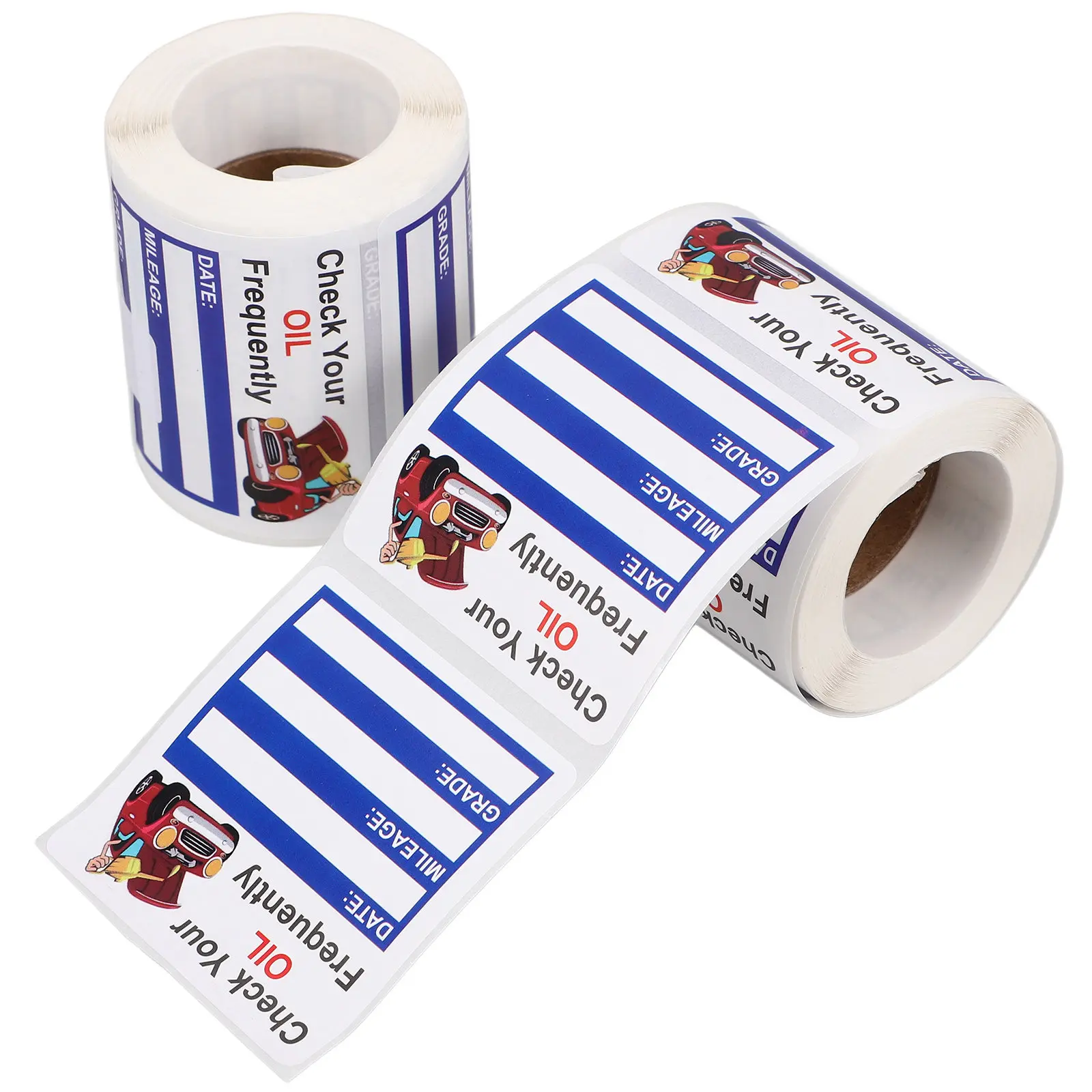 

2 рулона наклеек для замены масла в автомобилях, самоклеящиеся, съемные, для напоминания о сервисном обслуживании, с полем для записи даты и пробега