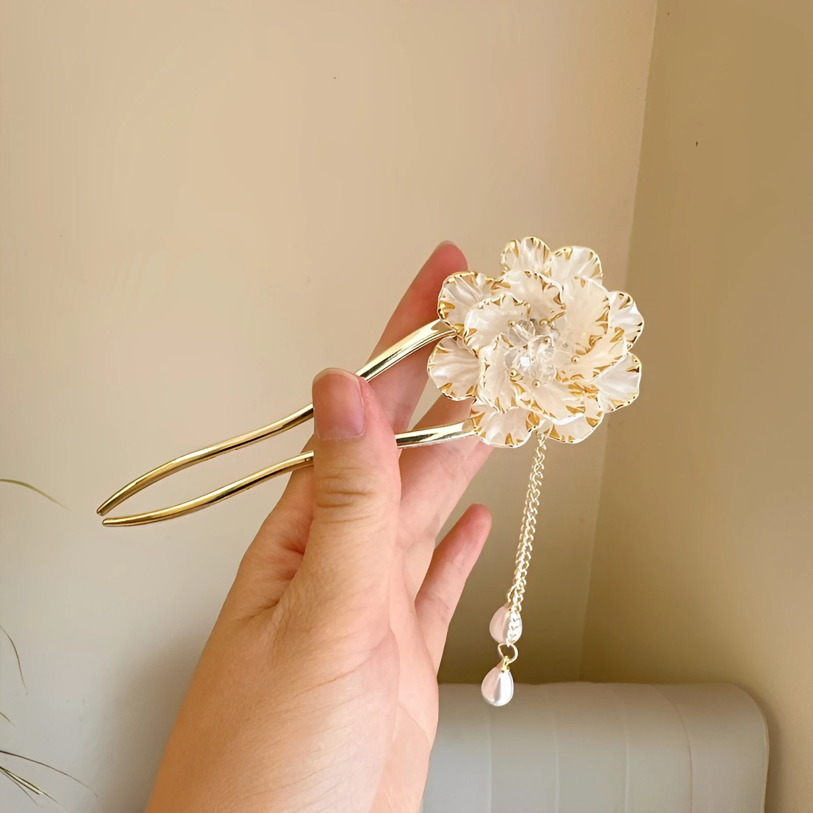 Elegant Hair Stick Peony Flower Tassel for Cheongsam Hanfu Traditional Chinese Retro Hairpin Accessory Gift Jewelry view 6