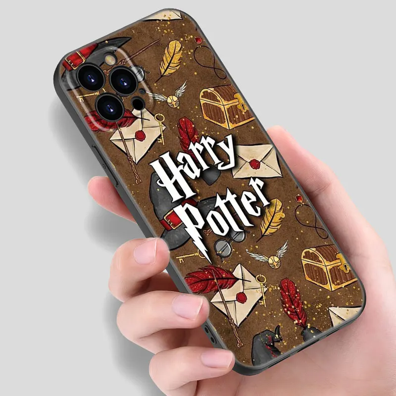 Harries Wand Potters Black Silicone Phone Case For Apple iPhone 12 13 Mini 11 14 15 Pro Max 7 8 Plus X XR XS SE 2020 2022