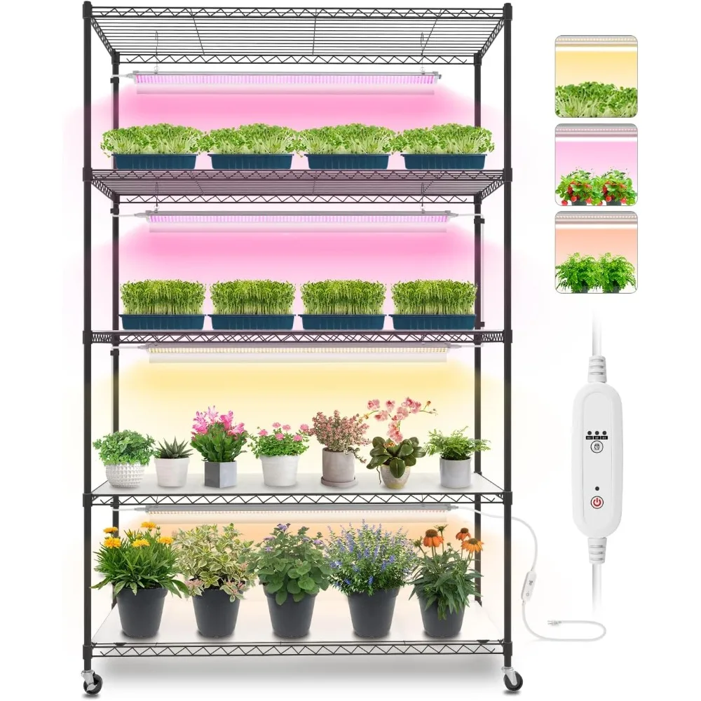 Plant Stand with Grow Lights 47.2x17.8x71in Plant Shelf