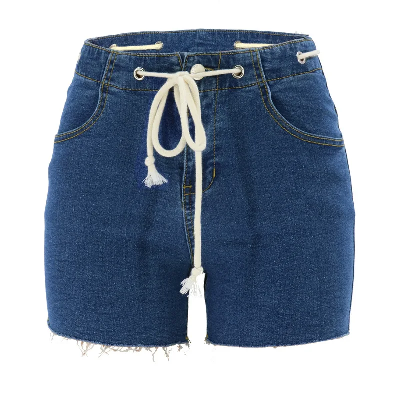 Zomer Nieuwe Dames Mode Casual Bandage Korte Feminino Slip Mujer Denim Jeans Hoge Taille Shorts