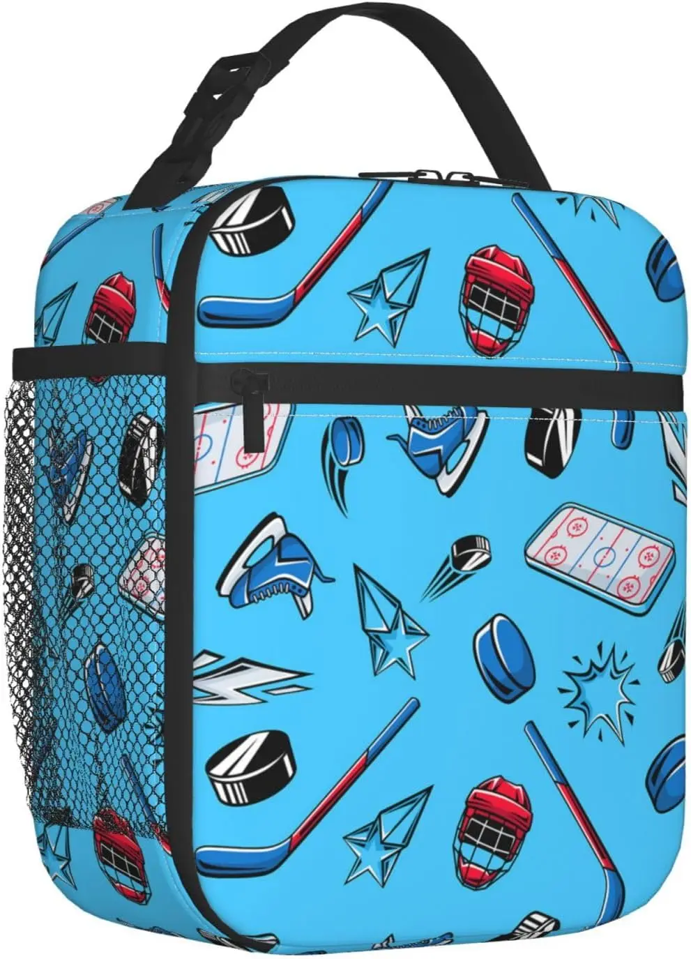 صندوق غداء الهوكي للأولاد والأطفال، صناديق غداء من البوليستر للهوكي للعمل، والنزهة، والمدرسة، والسفر، والمشي لمسافات طويلة، والشاطئ أو وصيد الأسماك #3