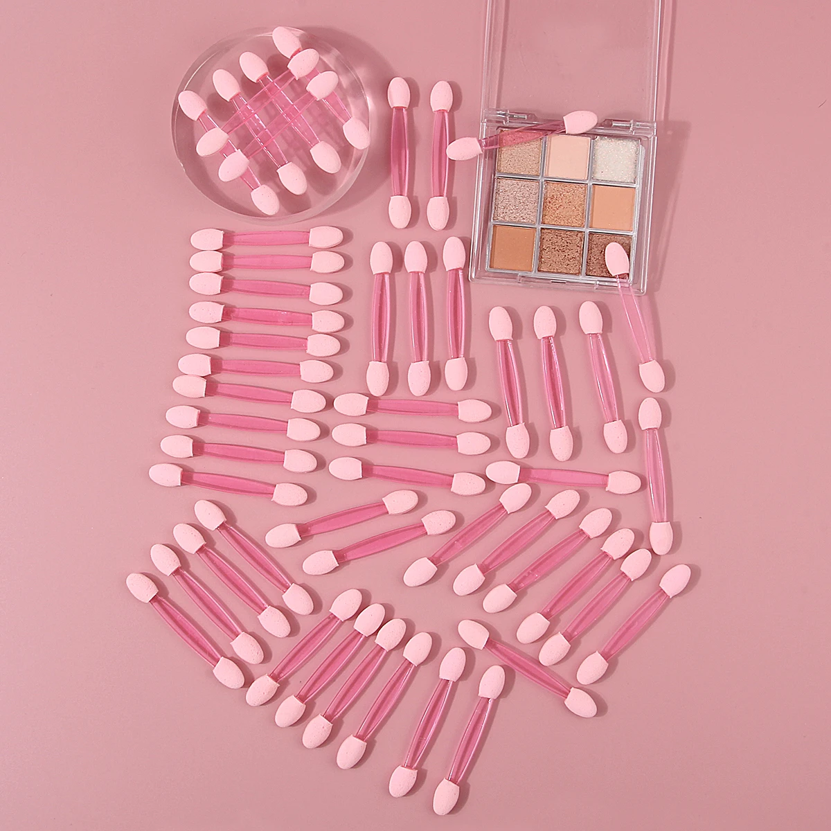 High Cost Performance! 50pcs Pink Double-Headed Eyeshadow Sticks Are Super Portable and a Must-Have for Beginners' Eye Makeup