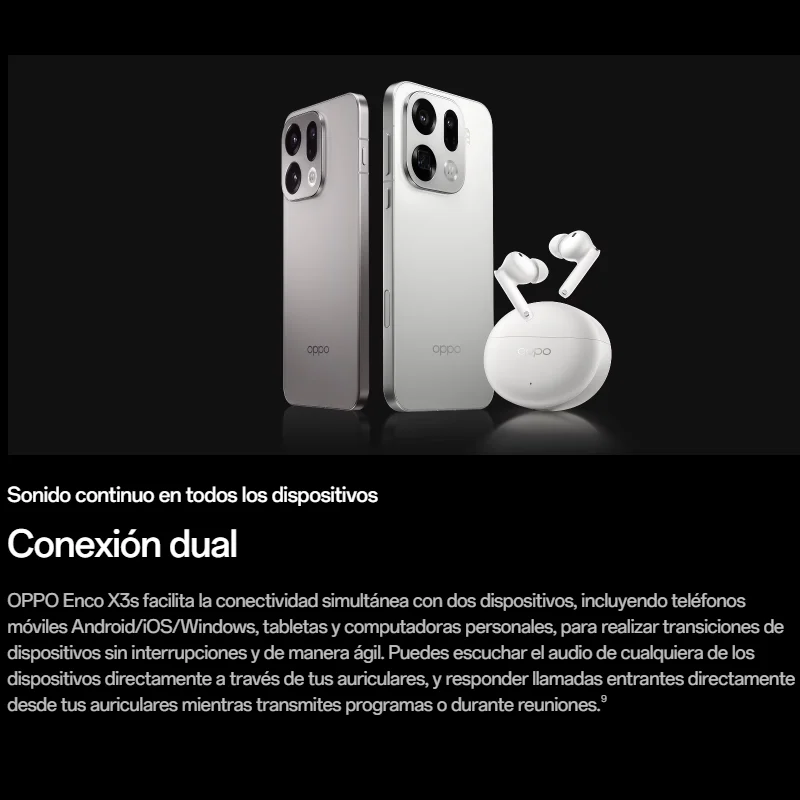 Auriculares – OPPO Enco X3s, Cancelación de Ruido Activa de 55dB, Sonido con Ajuste de Dynaudio, Batería Total de 45 Horas, Bluetooth 5.4 con LHDC 5.0, IP55, Traducción por IA 3