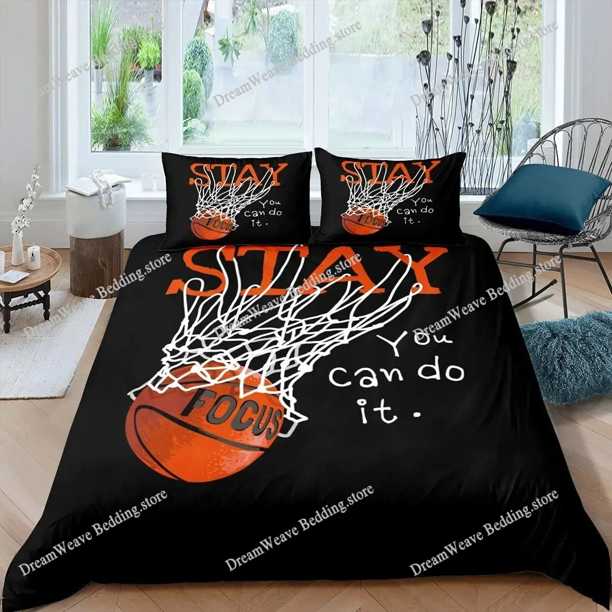 

Basketball Duvet Cover Set King Queen Ball Sport Theme Bedding Set Boys Teens Basketball Fan Room Polyester Quilt Cover