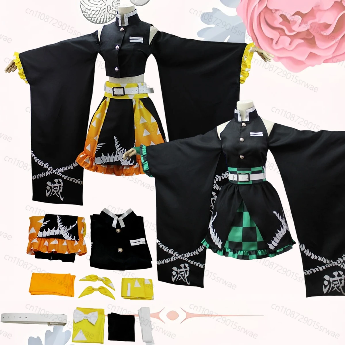

Anime Demon Killer Cosplay Costumes Kamado Tanjiro Agatsuma Zenitsu Cosplay Costume Kimono Gender Transition Costumes