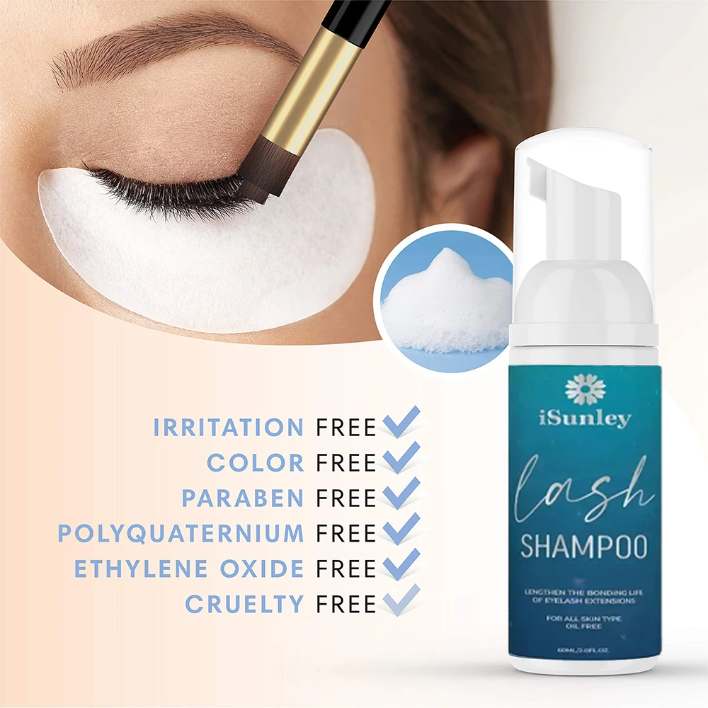 ISunley – adhésif pour extensions de cils, 0.5s, séchage rapide, professionnel, 60ml, shampoing, primaire pour cils, nettoyage en profondeur, 15ml