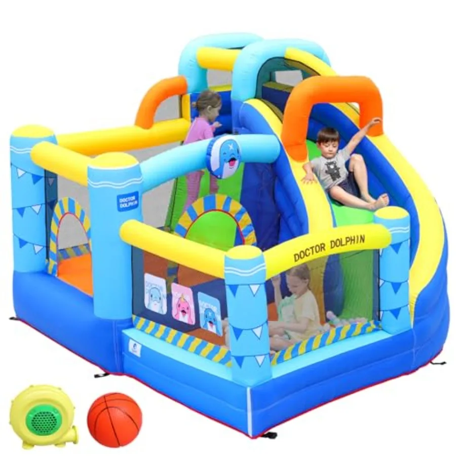 Inflatable Bounce House for Kids, Indoor Bouncy House, Inflatable Bouncy Castle, Kids Bounce House with Slide, Jump House Outdoo