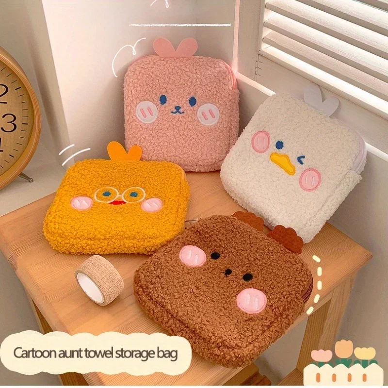 1pc crianças e mulheres dos desenhos animados mini almofada de saúde saco de cosméticos feminino saco de saúde portátil com moedas de batom