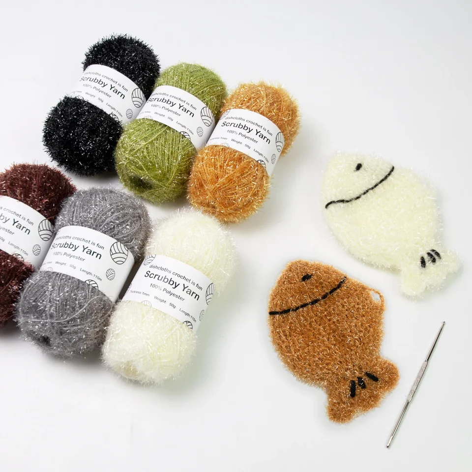 Scrubby-Garn Zum Häkeln, Polyester Scrubby Sortiment Geschirrtücher Garn, Häkelgarn, Robustes, Exquisites, Schrubbiges Polyestergarn Zum Basteln Von Geschirrtüchern Und Lumpen