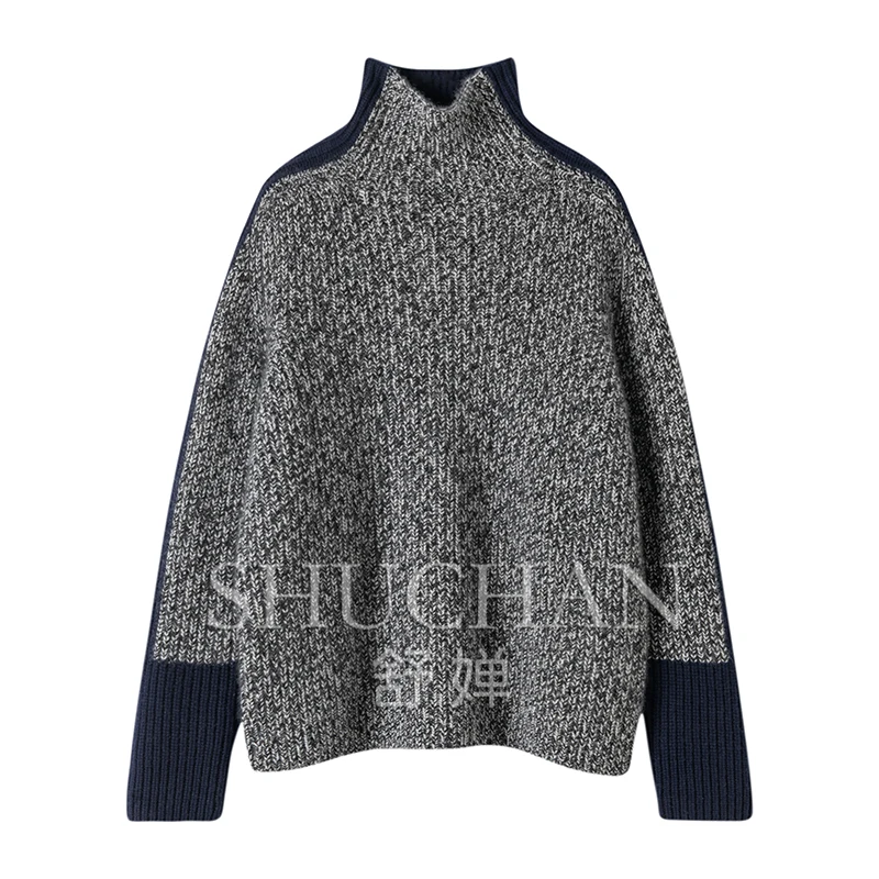 patchwork 100% cashmere winter clothes women  pullover  sweaters  blusa inverno feminina  pull femme