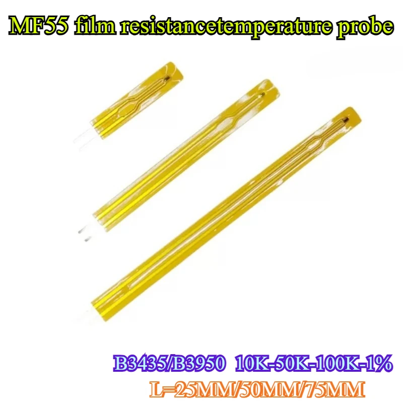 

10Pcs/lot NTC thermistor temperature sensor Film resistance probe MF55 B3435 B3950 10K 50K 100K 25MM 50MM 75MM