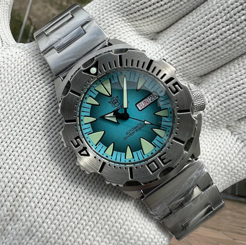 STEELDIVE Men Automatic Watch 42.2mm Mechanical Wristwatch 20ATM Waterproof C3 Luminous Sapphire NH36 Gradient Monster Dial