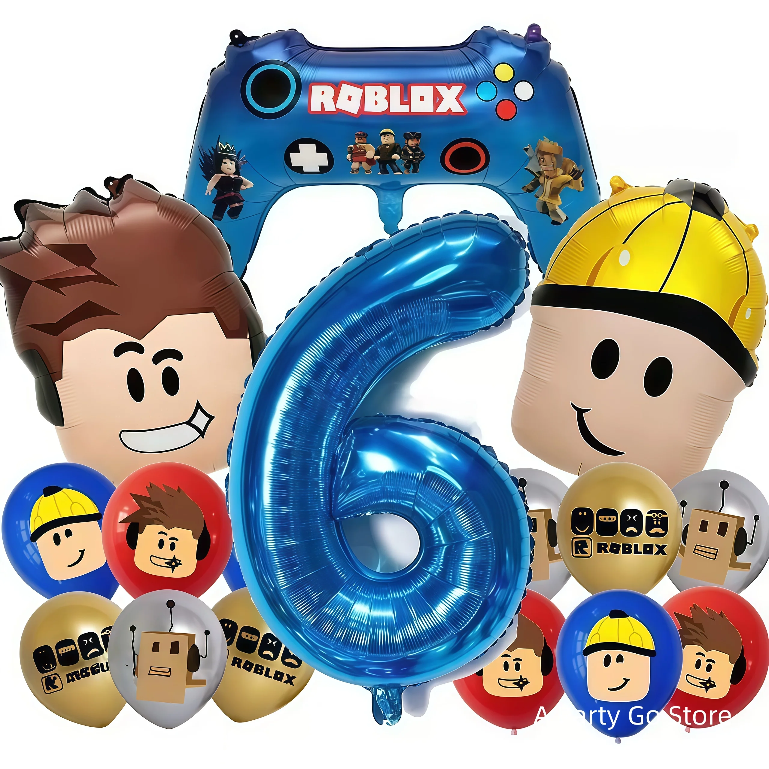 Ballons Roblox, ballons à thème Roblox pour garçons, ballons en forme de dessin animé double face, décorations de fête d'anniversaire, décoration joyeux anniversaire